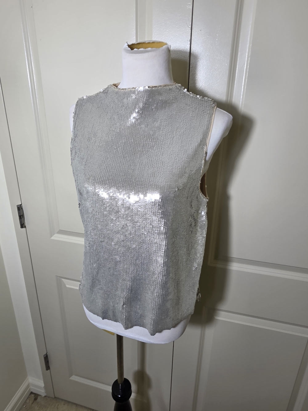 Zara Silver Sequin Tank Top
